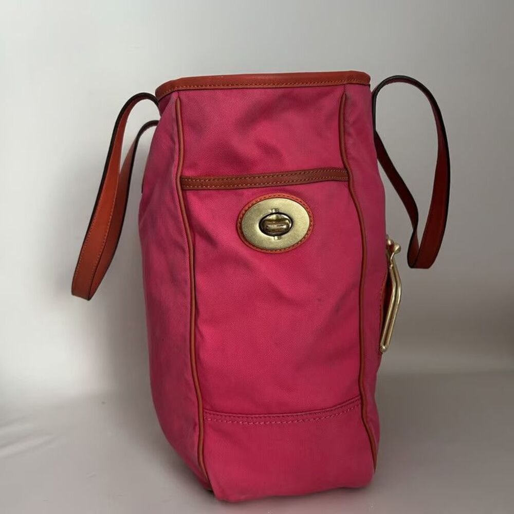 Coach 13379 Bonnie Cashin Tote Bag Pink Canvas Graphic Kisslock Madison Ave - Picture 6 of 14